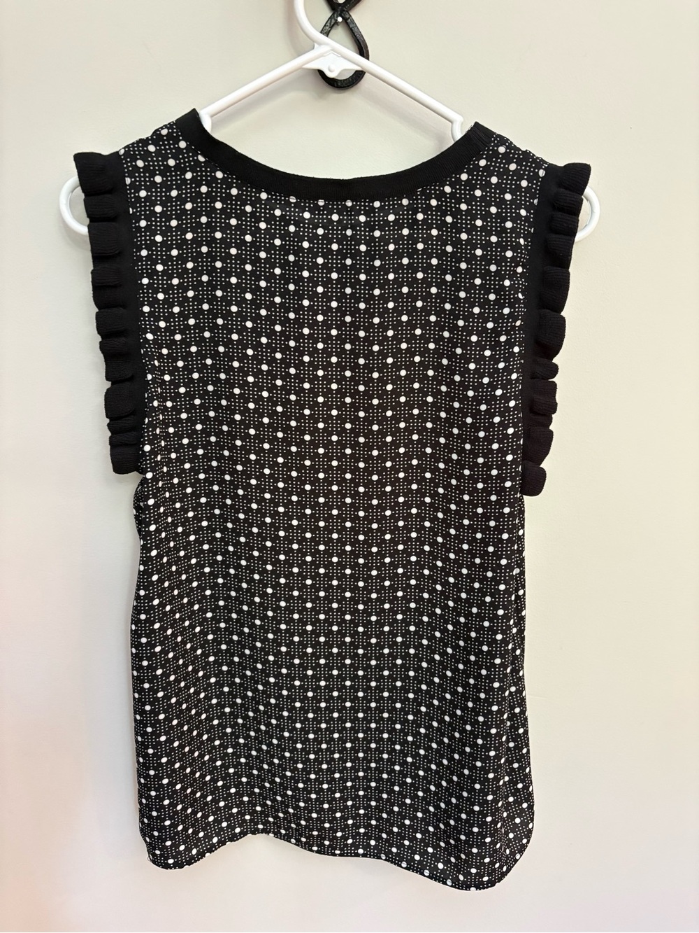 Les Serein Black White Polka Dot Ruffle Sleeve Top Blouse Size M - Picture 4 of 6